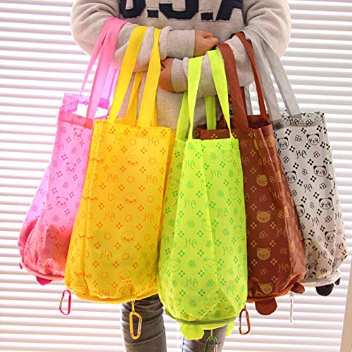 Suszian Bolsas de Compras Reutilizables, 1PC Animal Bolsa de Cremallera Reutilizable Plegable Bolso de Compras Bolso con Gancho para organizar la Compra