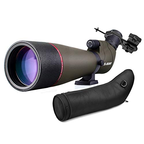 Svbony SV13 Telescopio Terrestre, 20-60x80 HD Telescopio Terrestre Potente Profesional Impermeable con Adaptador Móvil, Óptica FMC, Bolsa de Transporte para Observación de Aves Tiro al Blanco
