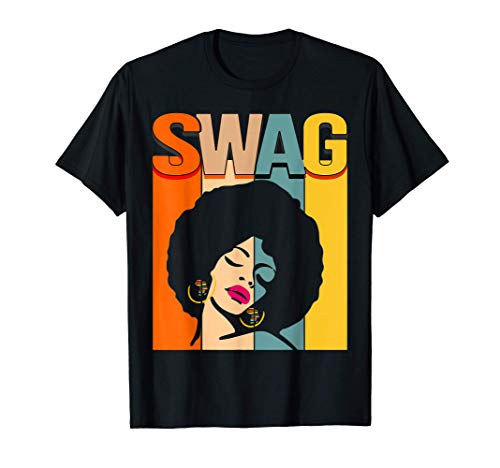 Swag Vintage Melanin Afro Woman Queen Black History Month Camiseta