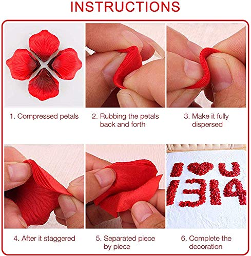 Sweetone 3000 Piezas de pétalos de Rosa de Seda Artificial Rojos para el día de San Valentín, proponer, Flores de Boda, Confeti, dispersión de Mesa