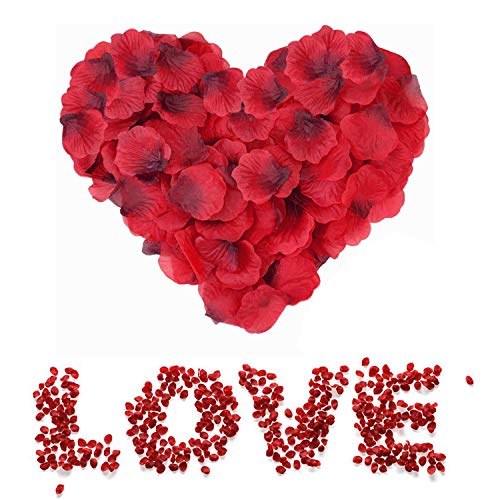 Sweetone 3000 Piezas de pétalos de Rosa de Seda Artificial Rojos para el día de San Valentín, proponer, Flores de Boda, Confeti, dispersión de Mesa