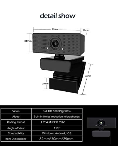 swonuk FHD 1080P Webcam con Micrófono Estéreo, Ordenador Cámara Web con Clip Giratorio para Videollamadas, Estudio, Conferencias, Grabación, Juegos