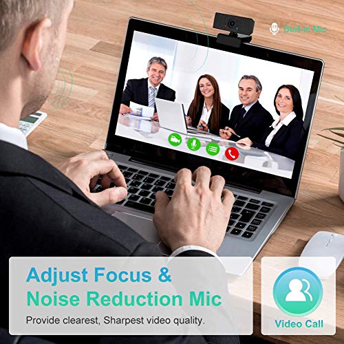 swonuk FHD 1080P Webcam con Micrófono Estéreo, Ordenador Cámara Web con Clip Giratorio para Videollamadas, Estudio, Conferencias, Grabación, Juegos