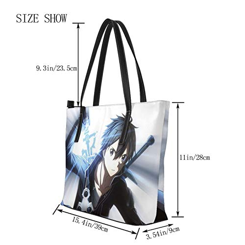 Sword Art Online Kirigaya Kazuto Bolso De Las Mujeres Y El Hombre Bolso De Mano De La Impresión Del Hombro De La Cremallera Del Monedero De Cuero De La Pu De La Manija Superior De La Cremallera Bolsas