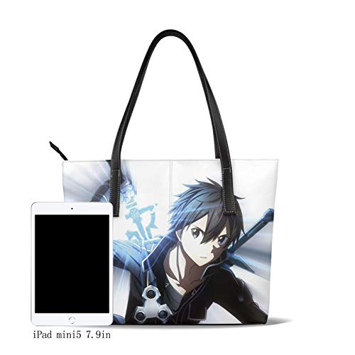 Sword Art Online Kirigaya Kazuto Bolso De Las Mujeres Y El Hombre Bolso De Mano De La Impresión Del Hombro De La Cremallera Del Monedero De Cuero De La Pu De La Manija Superior De La Cremallera Bolsas