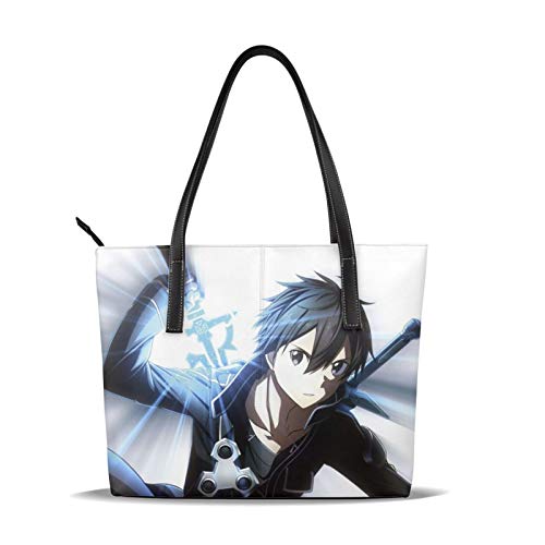 Sword Art Online Kirigaya Kazuto Bolso De Las Mujeres Y El Hombre Bolso De Mano De La Impresión Del Hombro De La Cremallera Del Monedero De Cuero De La Pu De La Manija Superior De La Cremallera Bolsas