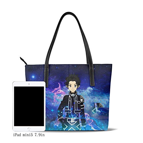 Sword Art Online Kirigaya Kazuto Bolso De Las Mujeres Y El Hombre Bolso De Mano De La Impresión Del Hombro De La Cremallera Del Monedero De Cuero De La Pu De La Manija Superior De La Cremallera Bolsas