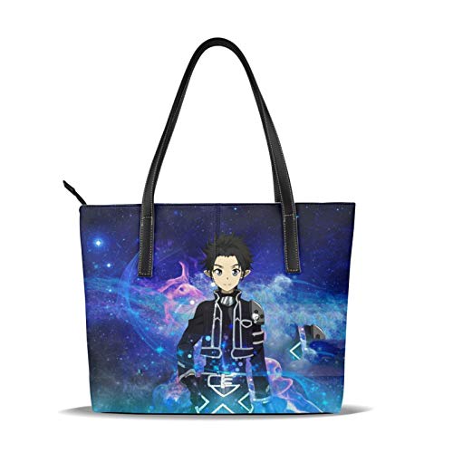 Sword Art Online Kirigaya Kazuto Bolso De Las Mujeres Y El Hombre Bolso De Mano De La Impresión Del Hombro De La Cremallera Del Monedero De Cuero De La Pu De La Manija Superior De La Cremallera Bolsas