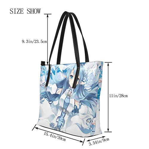 Sword Art Online Yuuki Asuna Bolso De Las Mujeres Y Hombre Bolso De Mano De La Impresión Del Hombro Del Bolso De La Cremallera Del Bolso De La Pu De Cuero De La Parte Superior De La Cremallera