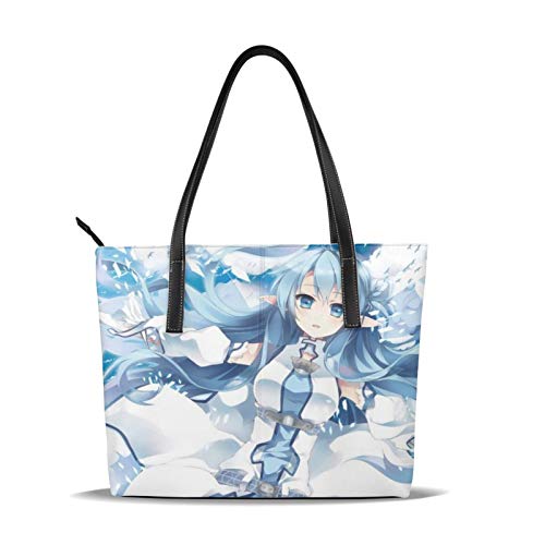 Sword Art Online Yuuki Asuna Bolso De Las Mujeres Y Hombre Bolso De Mano De La Impresión Del Hombro Del Bolso De La Cremallera Del Bolso De La Pu De Cuero De La Parte Superior De La Cremallera