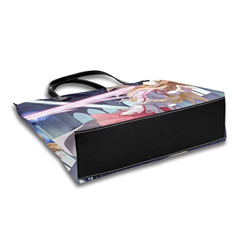 Sword Art Online Yuuki Asuna Bolso De Las Mujeres Y Hombre Bolso De Mano De La Impresión Del Hombro Del Bolso De La Cremallera Del Bolso De La Pu De Cuero De La Parte Superior De La Cremallera