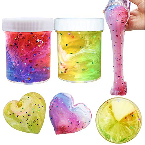 SWZY El más Nuevo Starry Sky Slime, Fluffy Slime Toy Floam Mezcla Nube Slime Putty Perfumado Clay Relieve para Niños y Adultos, 2 Piezas