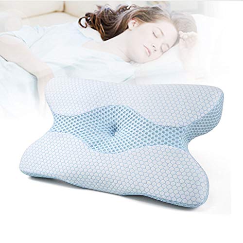 SXJC Almohadas Ergonómicas De Cama Ortopédica con Funda Extraíble Almohada Cervical En Forma De Alas De Mariposa Ortopédica Almohada De Extensión De Pestañas
