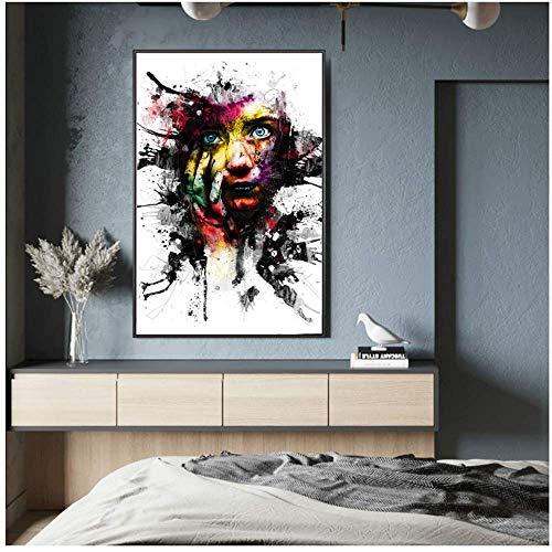 SXXRZA Pintura de Lienzo 40x50cm sin Marco Arte Abstracto de Graffiti GIRS Cara Pintura de Lona Arte Moderno de la Calle Imágenes para Sala de Estar