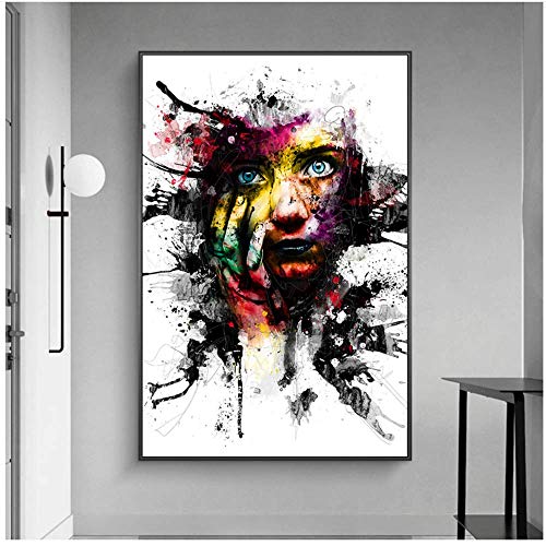 SXXRZA Pintura de Lienzo 40x50cm sin Marco Arte Abstracto de Graffiti GIRS Cara Pintura de Lona Arte Moderno de la Calle Imágenes para Sala de Estar