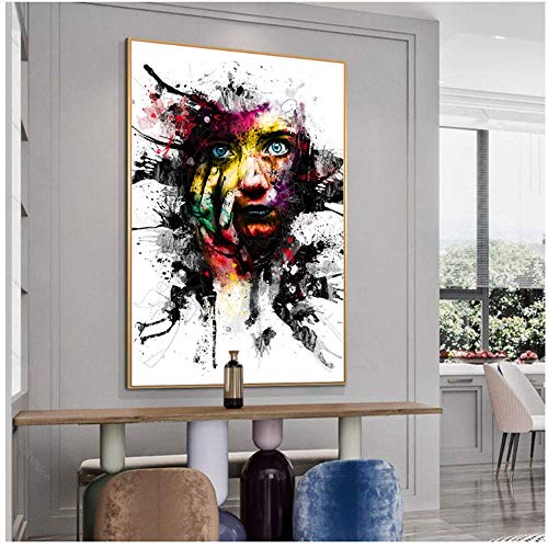 SXXRZA Pintura de Lienzo 40x50cm sin Marco Arte Abstracto de Graffiti GIRS Cara Pintura de Lona Arte Moderno de la Calle Imágenes para Sala de Estar