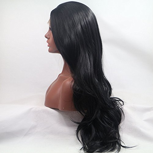 Sylvia 1B # Negro Natural Pelo Largo Onda Natural Peluca Peluca Lace Front sintético resistente al calor Cable de pelo para las mujeres negras