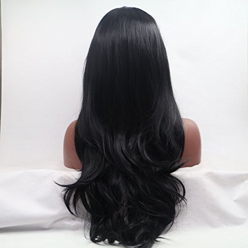Sylvia 1B # Negro Natural Pelo Largo Onda Natural Peluca Peluca Lace Front sintético resistente al calor Cable de pelo para las mujeres negras