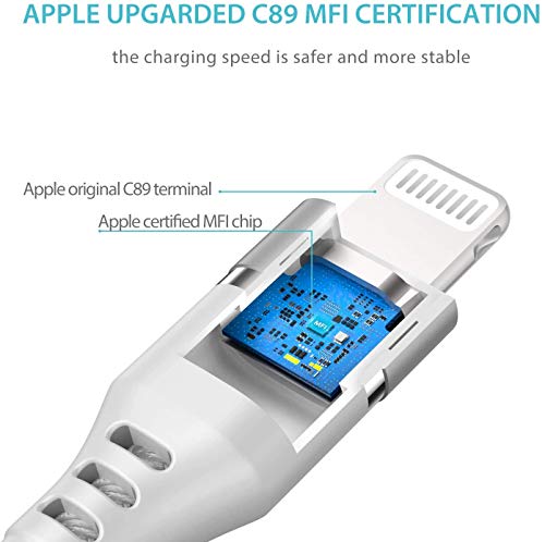 Syncwire Cable Lightning Cargador iPhone, 2M[C89 de Apple con certificación MFI], Cable de Carga rápida USB Trenzado de Nylon Compatible con iPhone 11/X/XS MAX/XR/8/8 Plus /7/7 Plus iPad