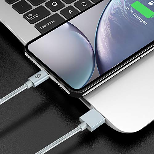 Syncwire Cargador iPhone 2M Cable iPhone - [Apple MFi Certificado] - Nylon Trenzado Especial Cable iPhone Carga Rápida para iPhone 11 Pro XS MAX XR X 8 7 6S 6 Plus 5S 5C 5 SE iPad iPod, Plata