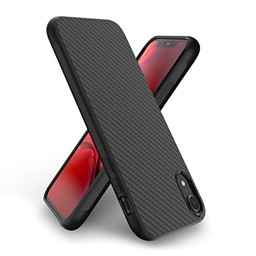 Syncwire Funda para iPhone XR - [Diseño geométrico de Textura de Fibra de Carbono] Funda Flexible Ultra Delgada de TPU para iPhone, Funda Protectora Delgada Elegante para Apple iPhone XR 6.1” - Negro