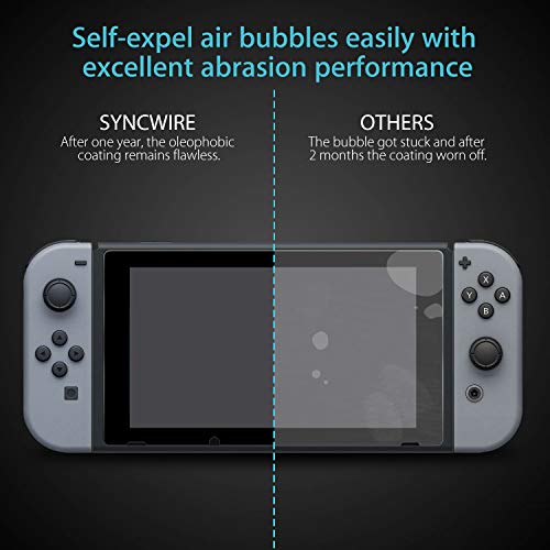 Syncwire Protector de Pantalla para Nintendo Switch Cristal Templado Pantalla (Pack de 2) - [Sin Burbujas, HD, a Prueba de Rotura, arañazos-Resistente y de fácil instalación]