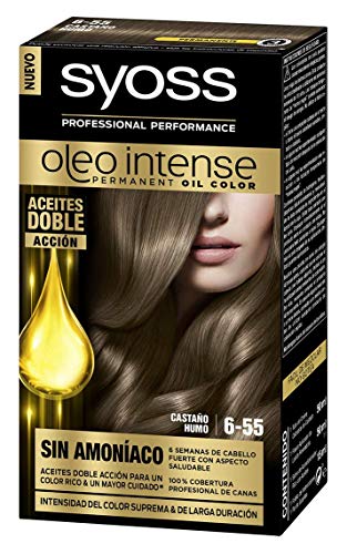 SYOSS - Oleo Intense Coloración Permanente Sin Amoníaco - Tono 6.55 Castaño Humo - 2 uds