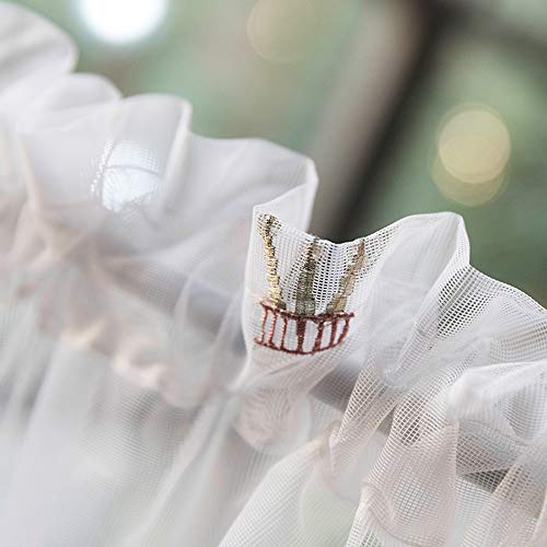 SZYW Blanco Cortinas Translúcidas Cortina Cocina Voile Media Cortina Bordadas Cortina Corta Transpirable Visillos Cafetería 150 * 40cm