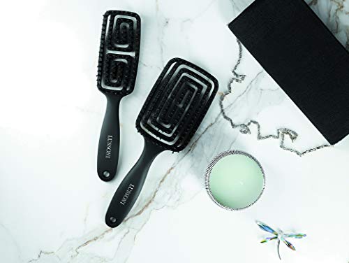 T4B LUSSONI Labyrinth Natural Flexible Vent Cepillo Flexible Profesional Para Cabello Con Cerdas Naturales De Jabalí, Evita El Daño Y Rotura Del Cabello, Cabello Suave Y Brillante (Grande)