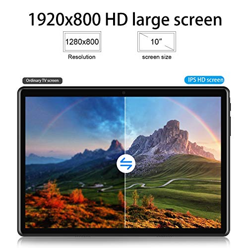 Tableta de 10 pulgadas con 4 GB de RAM, ROM de 64 GB, Tablet PC Android 9.0 4G LTE, Resolución de 1920 x 1200, 5.0 MP + 8.0 MP, WiFi | Cuatro núcleos | GPS | OTG | Bluetooth | SIM dual | Type-C, Negro