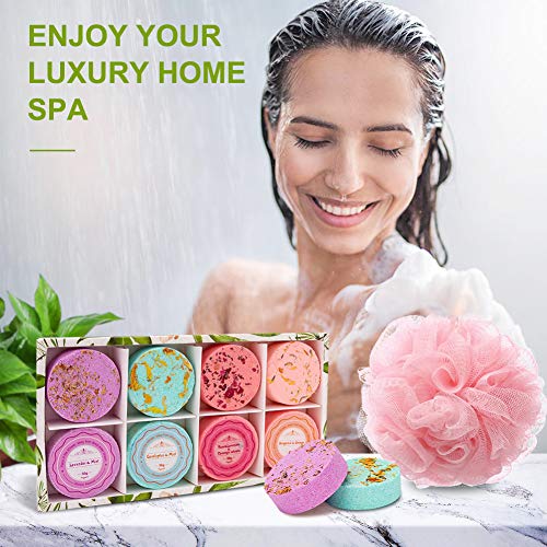 Tabletas de ducha,Eletorot Bolas de Baño Set de Bomba de Ducha con 8 Aceite esencial Bombas de Baño ara Aromaterapia, Regalo para Cumpleaños/San Valentín/para novia Mujeres y Día de la Madre