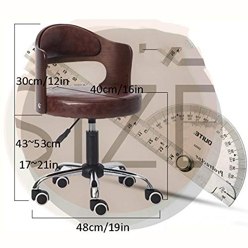 Taburetes Sillas con Rueditas，Silla de Barbero con Gris Tela de Lino Asiento，Altura Regulable 43-53 cm，160kg de Capacidad de Carga，Sillon Barbero con Respaldo para Beauty Salon Kitchen SPA, Taburete