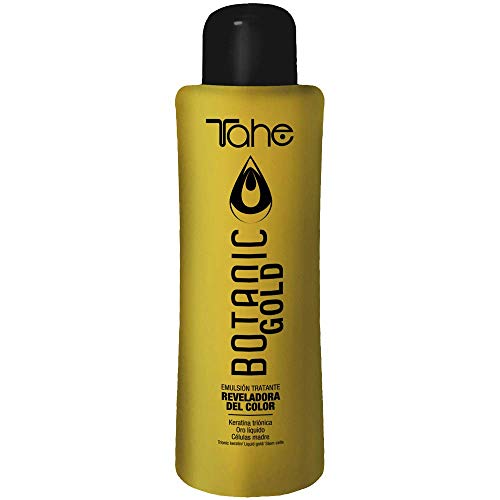 Tahe Botanic Gold Emulsión Tratante/Crema Reveladora del Color con Keratina Triónica, Oro Líquido y Células Madre, 1000 ml