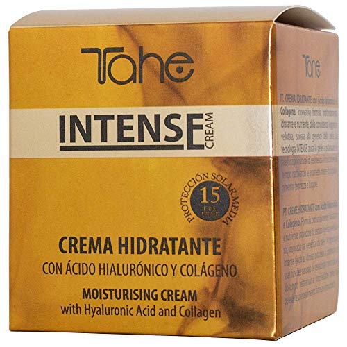 Tahe Intense Crema Facial Hidratante con Protección Solar 15 con Vitamina C y Ácido Hialurónico, 50 ml