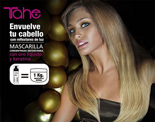 Tahe Keratin Gold Mascarilla Pelo Profesional Concentrada de Efecto Instantáneo con Oro Líquido y Keratina, 125 ml