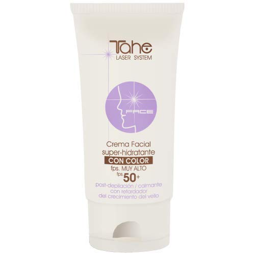 Tahe Laser System Crema Facial Con Color Post-Depilación Super Hidratante con Efecto Calmante y Retardador, F.P.S 50+, Nº 01, 50 ml