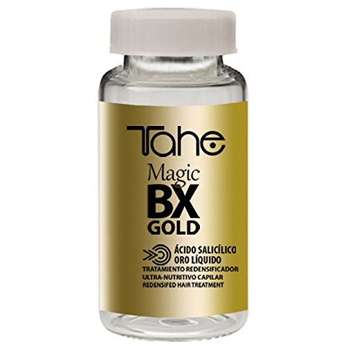 Tahe Magic Bx Gold Tratamiento Concentrado Capilar/Tratamiento Cabello Efecto Botox de Larga Duración con Oro Líquido y Ácido Salicílico. Brillo Infinito, Melena Densa y Suavidad Extrema, 6 x 10 ml