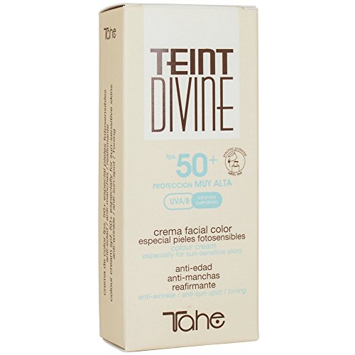 Tahe Teint Divine Crema Facial con Color y Protección Solar Muy Alta F.P.S 50+, para Todo Tipo de Pieles, Nº1, 50 ml