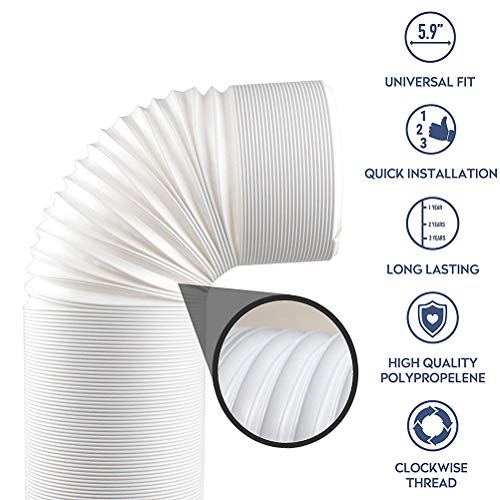 TAIPPAN Tubo de salida de aire Ajustable Tubo de escape de aire acondicionado con hilo en sentido horario para Aire Acondicionado, Secadora, Campana,130 mm de diámetro, 2 m de largo