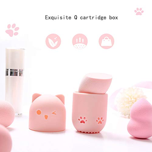 TAKOO Esponja de Silicona de Silicona Estuche de Viaje Estuche de Esponja de Belleza práctica Esponja de Maquillaje Soporte en Forma de Gato (A)