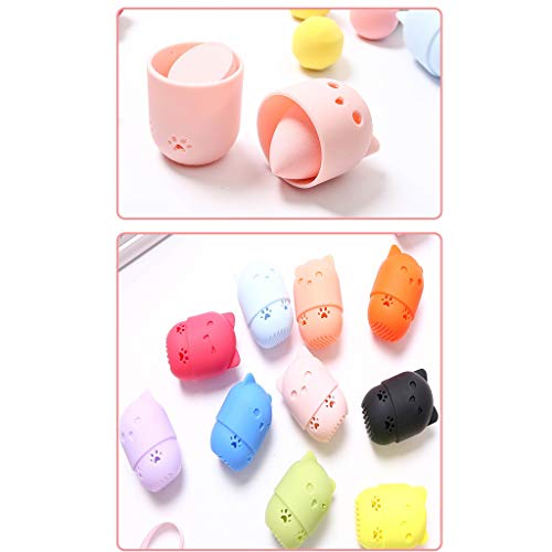 TAKOO Esponja de Silicona de Silicona Estuche de Viaje Estuche de Esponja de Belleza práctica Esponja de Maquillaje Soporte en Forma de Gato (A)