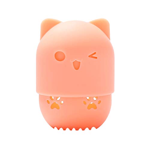 TAKOO Esponja de Silicona de Silicona Estuche de Viaje Estuche de Esponja de Belleza práctica Esponja de Maquillaje Soporte en Forma de Gato (A)