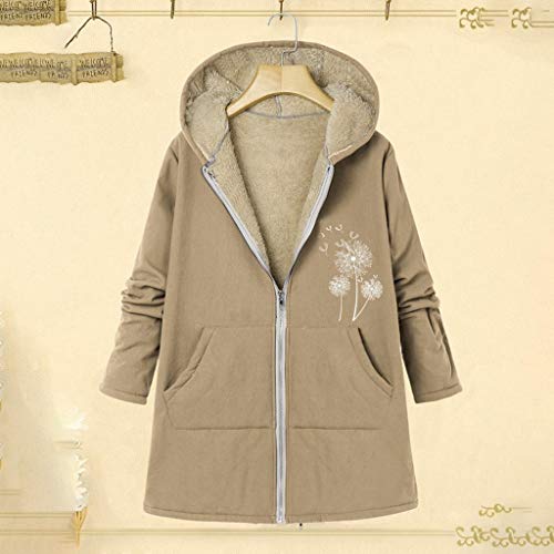 Talla Extra Women Winter Warm Impreso Bolsillos Más Gruesa Cremallera Abrigo con Capucha Desgastar Chaqueta Impermeable Mujer con Capucha Ajustable Abrigo Impermeable Mujer