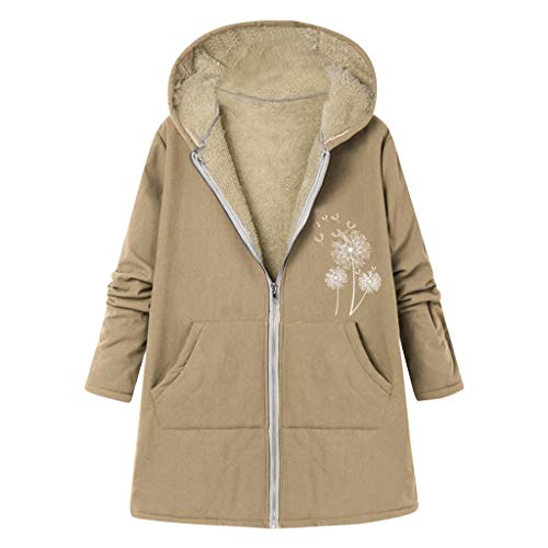 Talla Extra Women Winter Warm Impreso Bolsillos Más Gruesa Cremallera Abrigo con Capucha Desgastar Chaqueta Impermeable Mujer con Capucha Ajustable Abrigo Impermeable Mujer