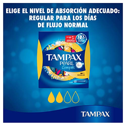 Tampax Compak Pearl Regular Con Aplicador, Óptimo Tampón Tampax En Comodidad, Protección Y Discreción, 36 Unidades