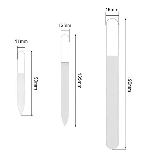 TANCUDER 3PCS Limas de Uñas de Cristal Limas de Uñas Profesionales Lima de Uñas Artesanal de Vidrio 3 Tamaños Bloque Pulidor de Uñas Escofina de Cristal Ideal para Manicura y Pedicura con Funda