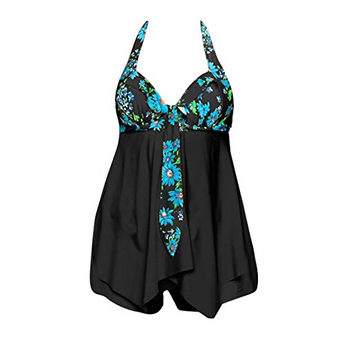Tankinis Mujer Conjunto Sexy 2019 Cabestro Cuello Bañador Cuello en V Mujeres Halter Floral Imprimir Tankini baño asimétrico Traje de baño Acolchado Tallas Grandes riou