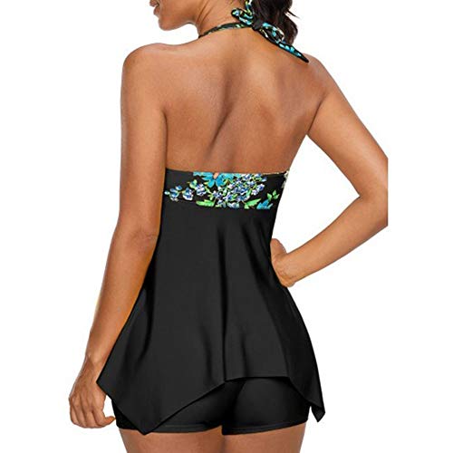 Tankinis Mujer Conjunto Sexy 2019 Cabestro Cuello Bañador Cuello en V Mujeres Halter Floral Imprimir Tankini baño asimétrico Traje de baño Acolchado Tallas Grandes riou