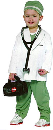 Tante Tina Disfraz de 4 Piezas para niños – Medico, Doctor, Bata de Medico – Blanco, Gris – S 116 (3-5 años)