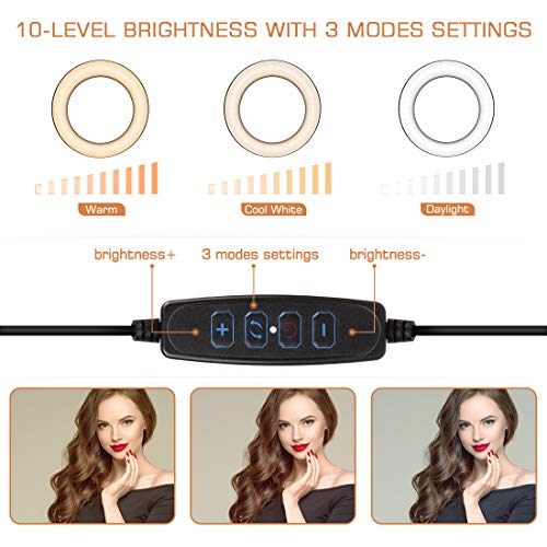 TAOCOCO 12 Pulgadas LED Anillo de Luces con Soporte, Luz de Maquillaje, Equipo de Youtube, 3 Modos de Color y 11 Brillo, luz de Anillo y Soporte para Video/fotografía/VLOG